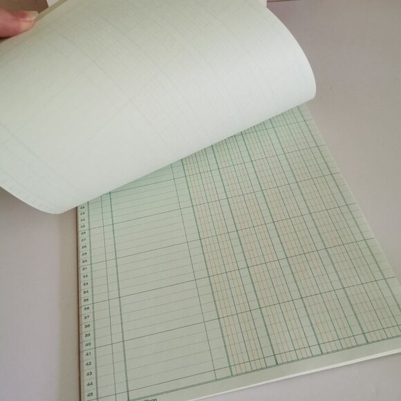 Retro Willson Columnar Pad 100 Sheets 4 Columns 8.5" x 14" Ruled Pad Green Tint - Picture 5 of 7